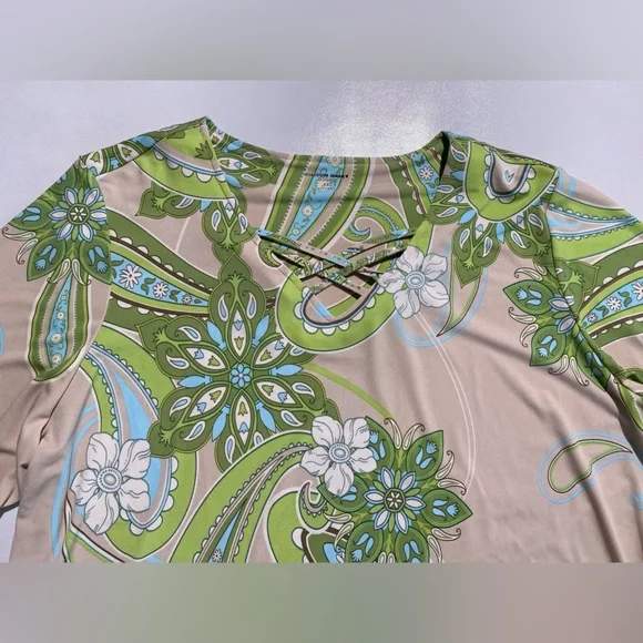 NEW Plus Size 1X Allison Daley Embellish Paisley 3/4 Sleeve Crisscross Top $69 - Picture 8 of 11